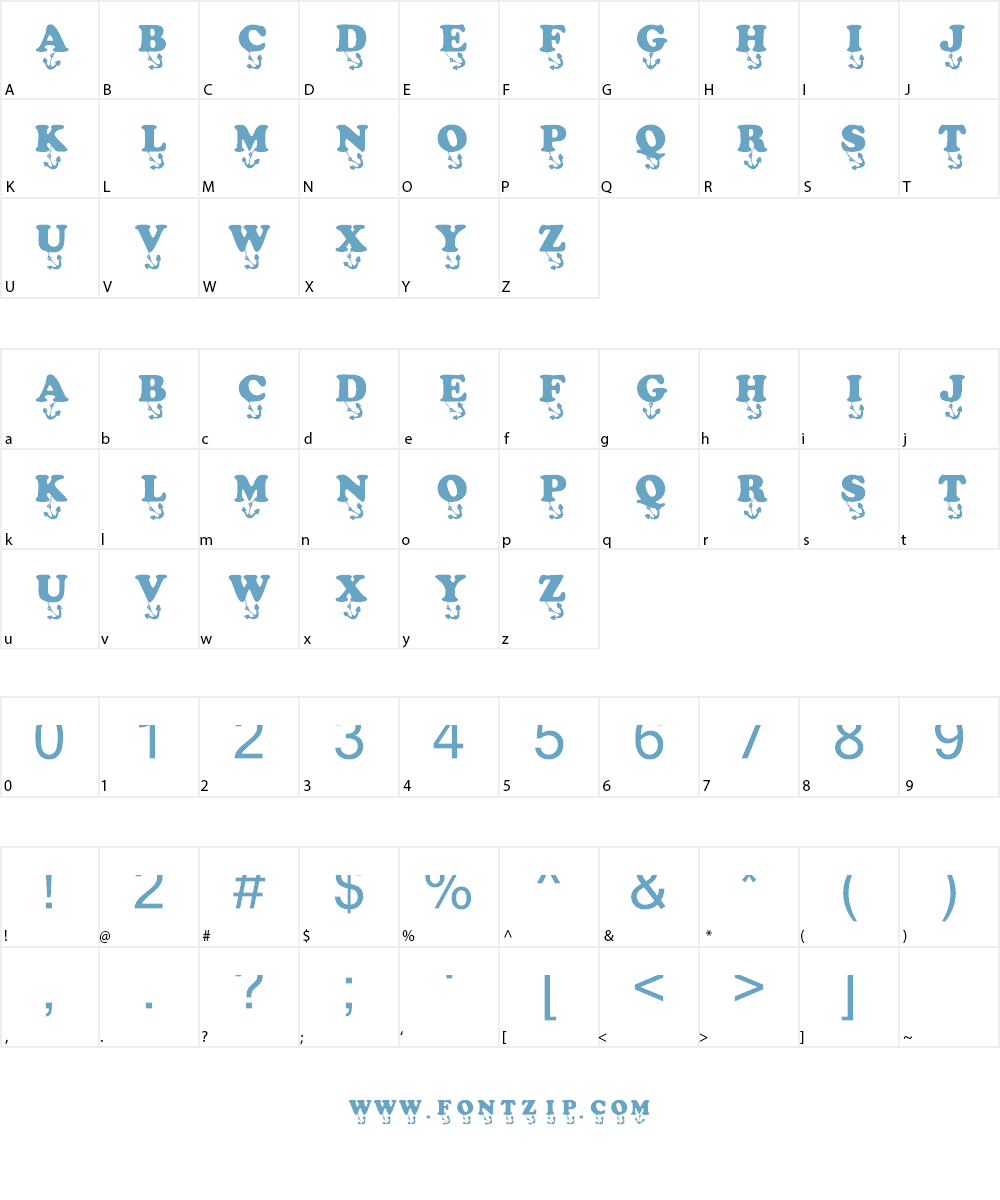 KR Anchors Away Font Character